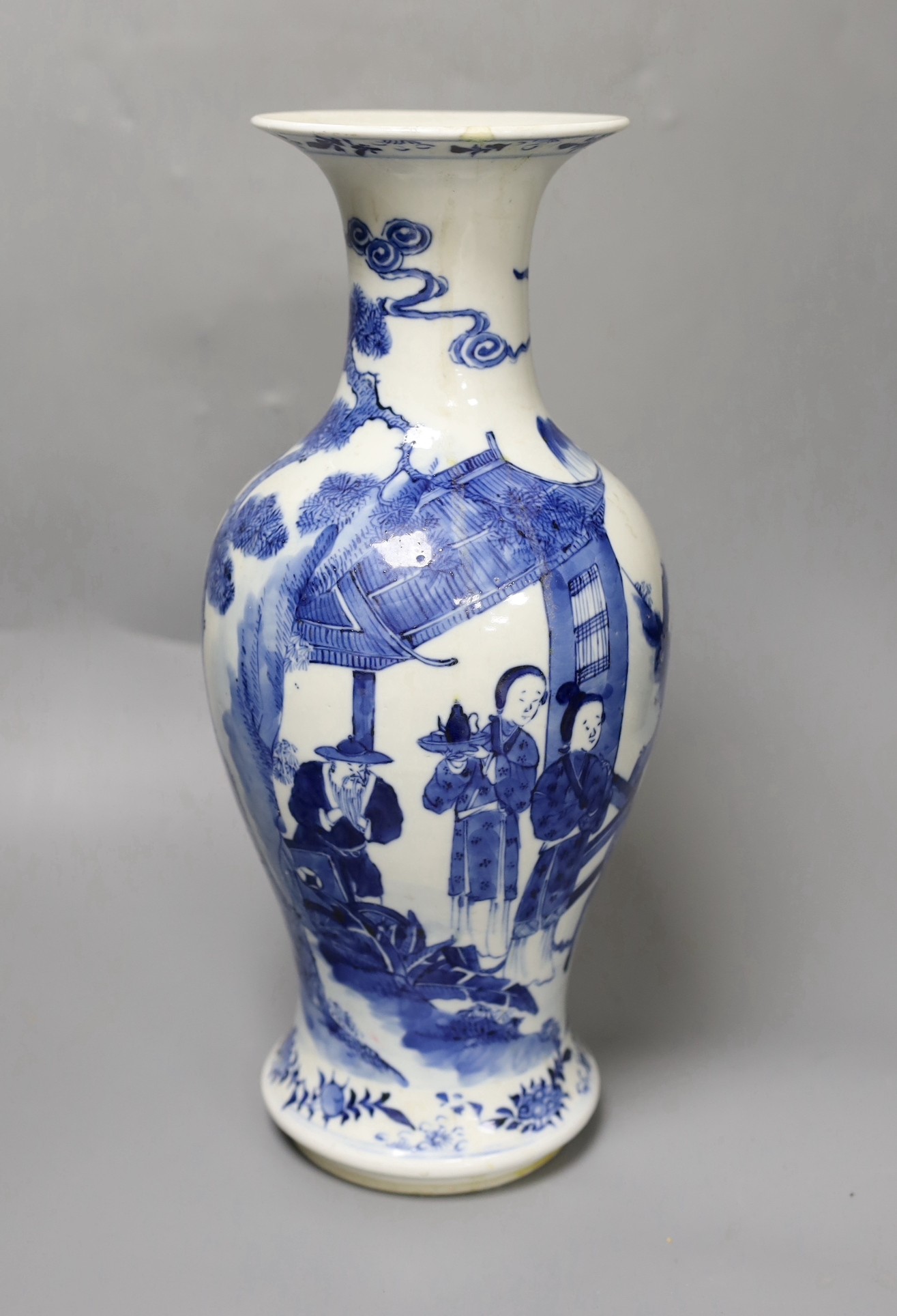 A 19th century Chinese blue and white vase, 36cm